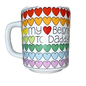 Vtg 1983 My Heart Belongs To Daddy Rainbow Heart Mug Father's Day